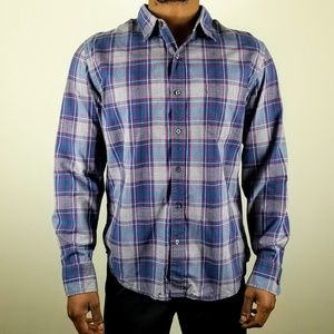 J. Crew blue plaid slim fit button down shirt